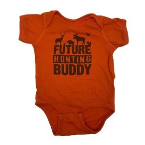 Rabbit Skins Onesie Future Hunting Buddy Orange & Black Baby Boy Size 6 months